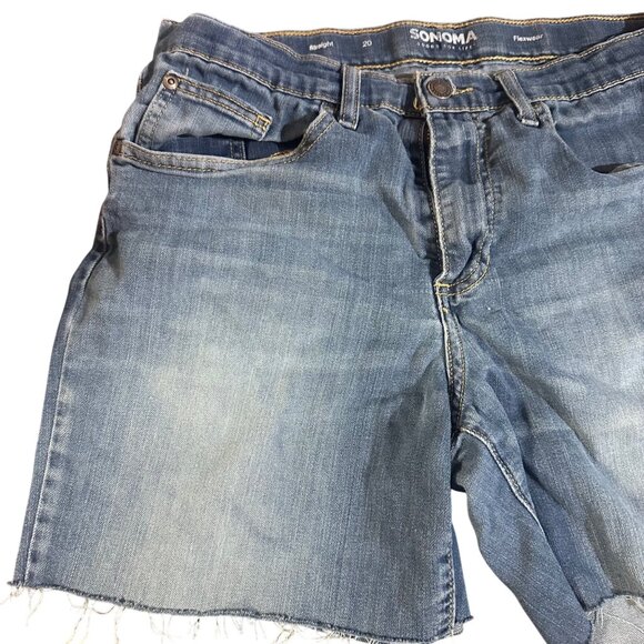 Sonoma Womens Size 20 Custom Cut-Off Denim Shorts Blue Raw Hem - Picture 5 of 12